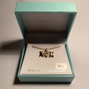 Gold and Diamond XO Necklace